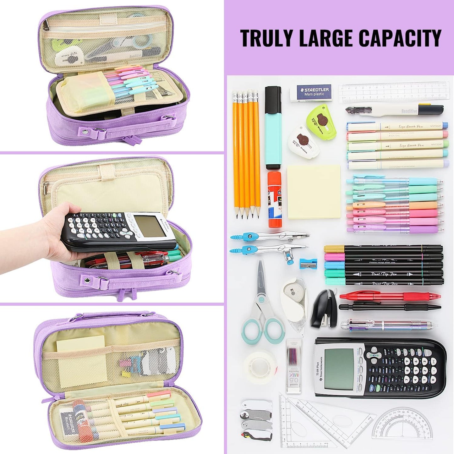 Pencil Case, Large Capacity Pencil Case Organizer; Double Zipper Storage Bag; Big Pencil Pouch for College School Office Teen Girl Boy Men Women Adult