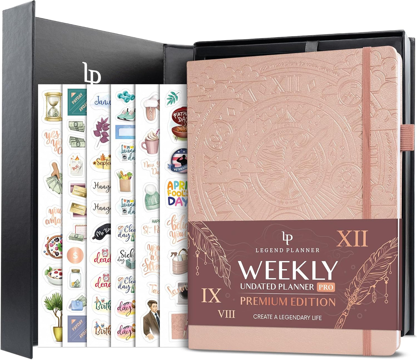Legend Planner PRO Premium – Large Undated Weekly, Monthly & Budget Planner with Habit Tracker – Life Organizer for Time & Task Management, Goal Setting & Productivity – A4 size (Rose Gold)