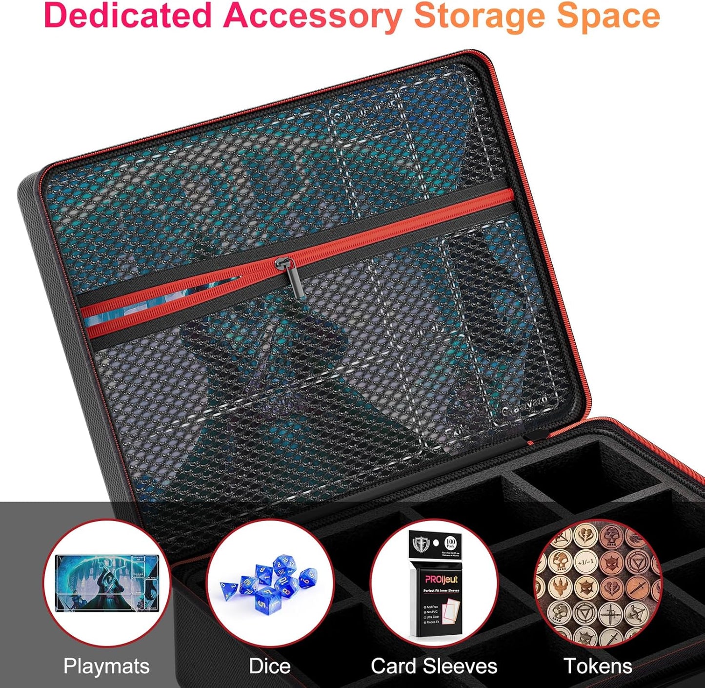 Card Deck Box with Portable Case, 12 Pack Clear Commander Deck Box with 12 Dividers, Holds 1200+ Double Sleeved Cards, Fit for MTG, YuGiOh, TCG