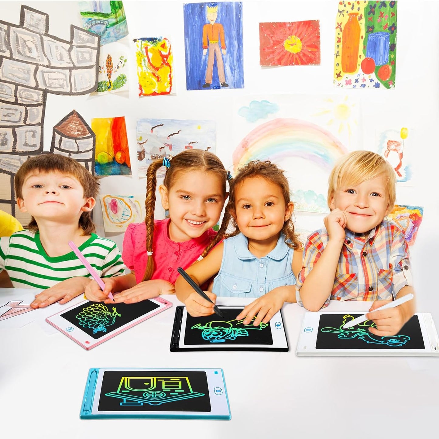 Tinlade 12 Pack LCD Writing Drawing Tablets 8.5 Inch Bulk Colorful Doodle Board Erasable Electronic Painting Drawing Pads Learning Toy Gifts for Kids Christmas School(Pink, Blue, White, Black)