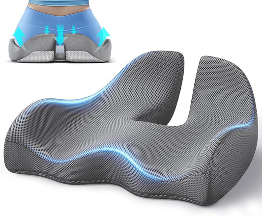 Benazcap X Large Memory Seat Cushion for Office Chair Ergonomic Cushions Pad Pillow for Pressure Relief Sciatica & Pain Relief Memory Foam for Long Sitting for Gaming Chair and Car Seat Gray