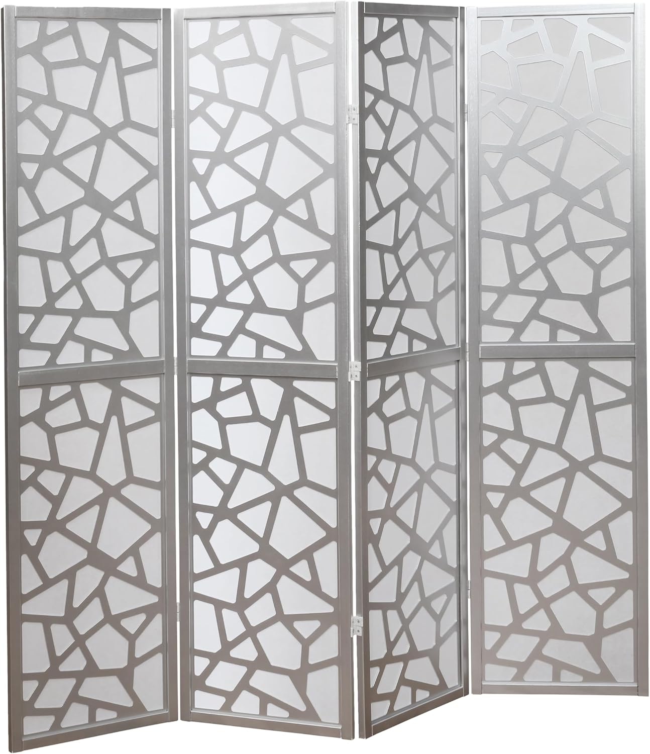 NicBex Room Divider 4 Panel Room Dividers with Paper-Looking Partition Room Dividers and Folding Privacy Screens Wall Divider for Home, Office, Room Separation,70" W x 1" D x 70" H, Silver