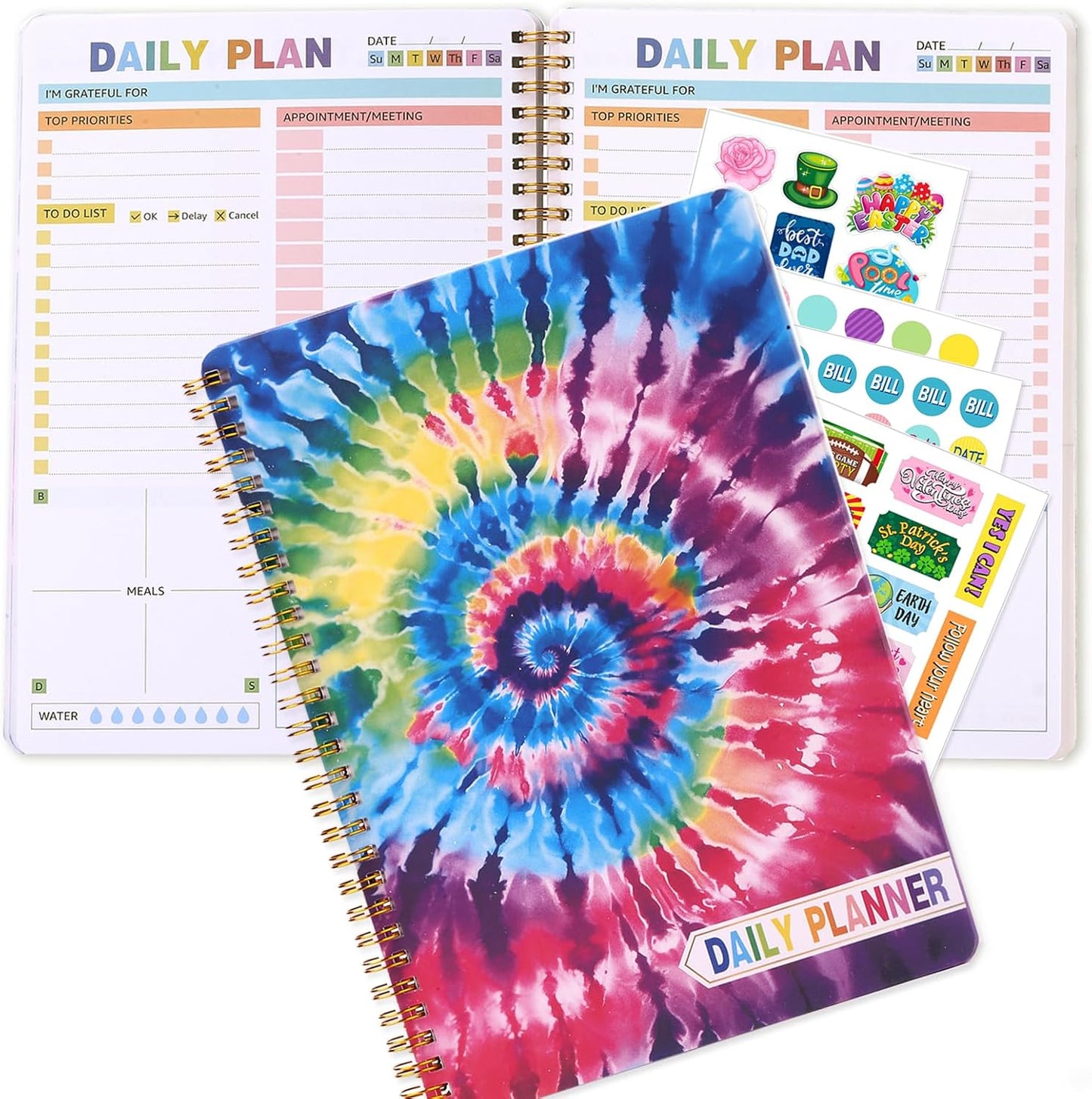 2025 Undated Weekly Planner,To Do List Notebook, Daily Notepad,Weekly Goals Planner, Habit Tracker Journal for Home and Work,8×10inch, Tie Dye