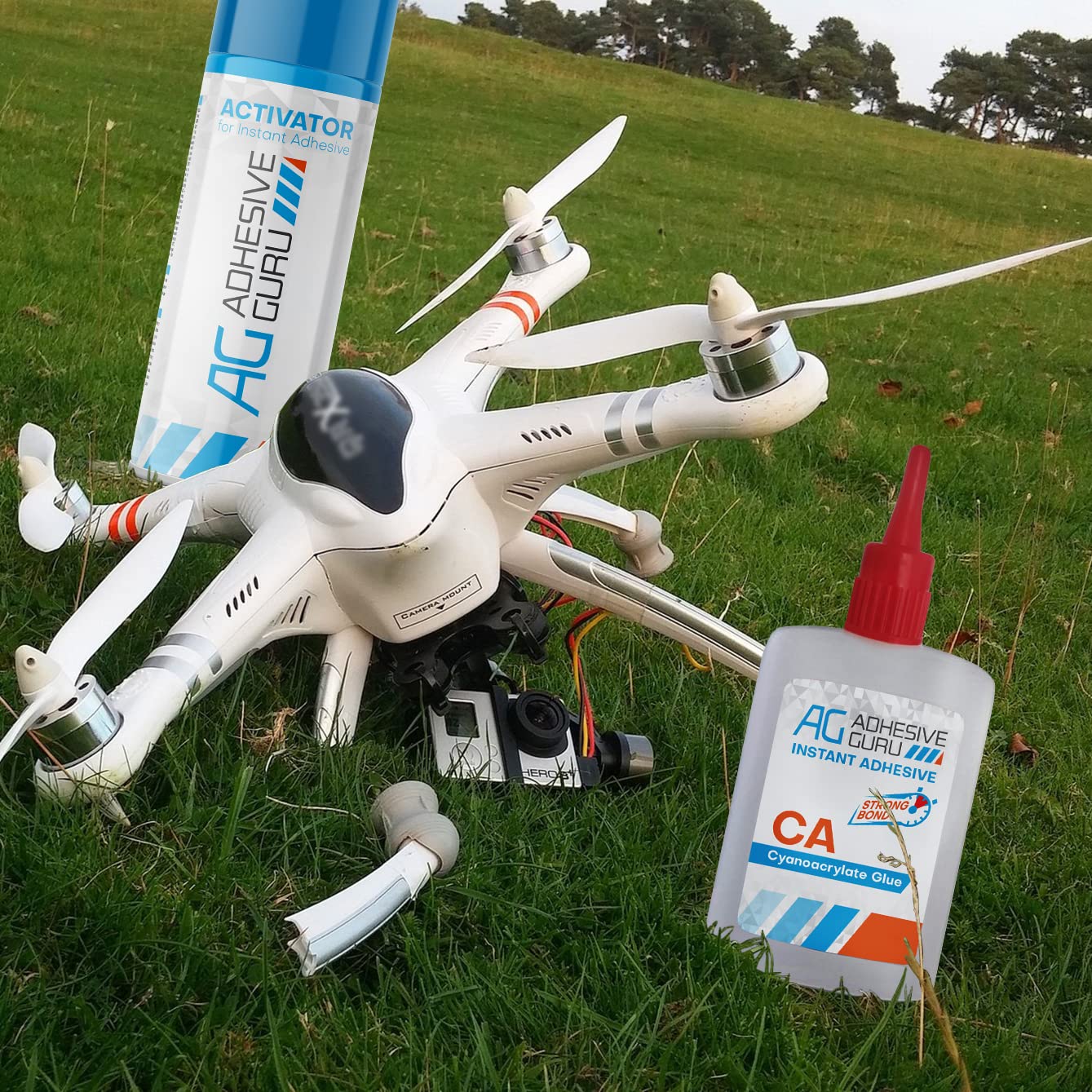 Adhesive Guru CA Glue with Activator Woodworking (2 x 0.9 oz - 2 x 3.38 fl oz) Ca Glue for Woodworking, Cyanoacrylate Glue and Activator (2 Pack)