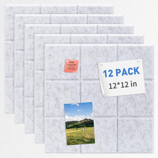 Smarpau Large Cork Boards Bulletin Board 48"x36", 12 Pack Felt Corkboards Pin Board with 50 Removable Adhesive Tabs 35 Pushpins, Cork Wall Tiles for Home School Decor