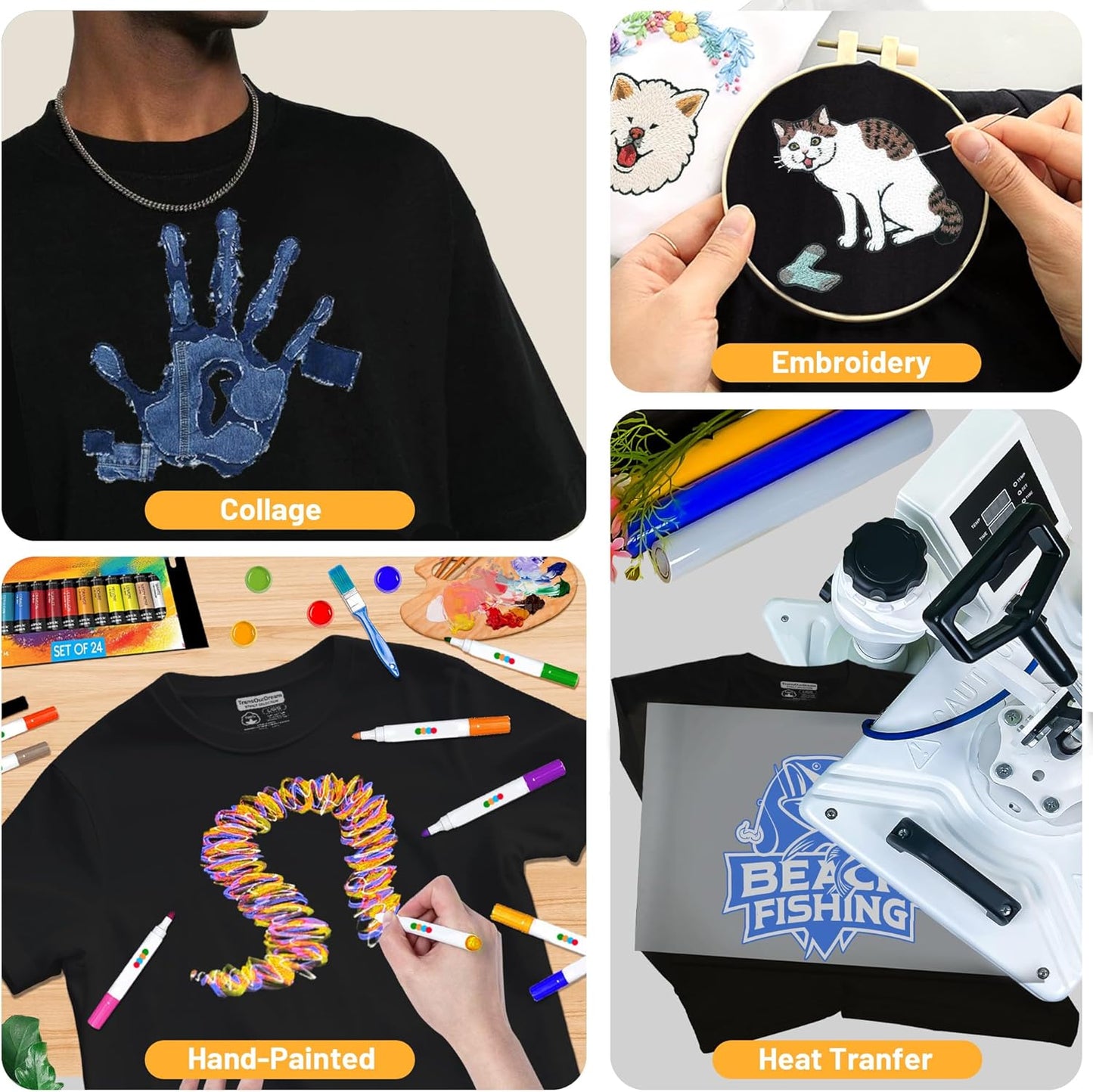 TransOurDream Heavyweight Cotton Blank T-Shirt, Short Sleeve Crew Neck Tee for Heat Transfer, Classic Fit Men's T-Shirts