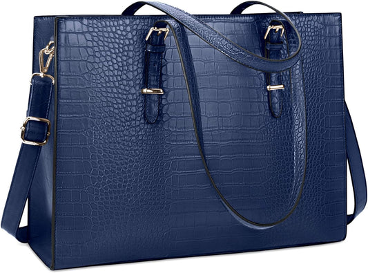 Laptop Bag for Women 15.6 Inch Laptop Tote Bag Leather Classy Computer Briefcase for Work Waterproof Handbag Professional Shoulder Bag Women Business Office Bag Large Capacity