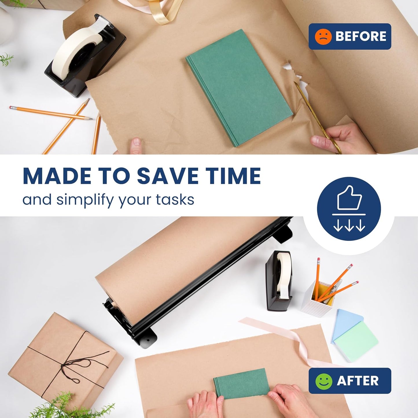 DIY Crew 18 Inch Paper Roll Dispenser and Cutter - Heavy-Duty Wall Mountable, Non Slip Tabletop - Kraft, Freezer, Butcher Paper - Up to 1000ft Rolls