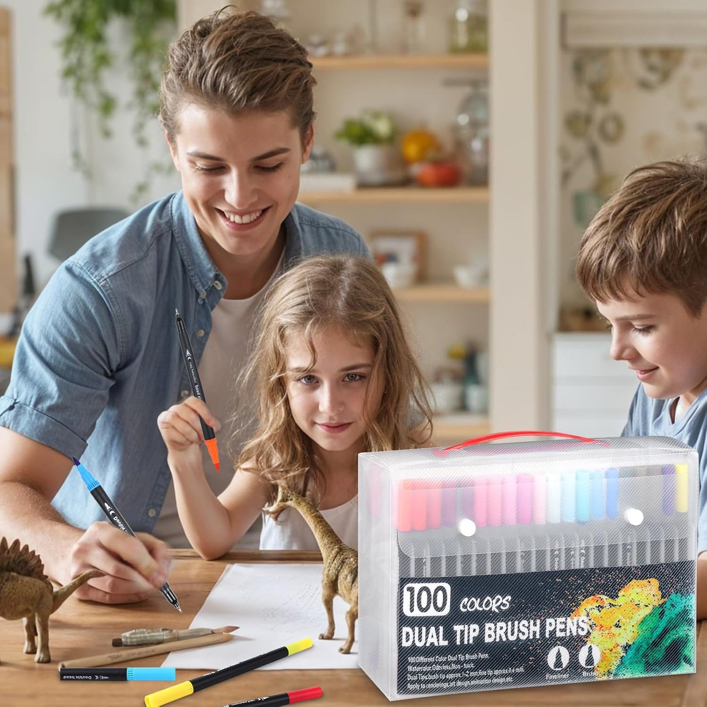 100 Colors Watercolor Paint Markers, Dual Tip Paint Markers with Brush Tip and Fine Tips, Double Brush Marker Pens for Rock, Wood, Canvas, Stone, Glass, Ceramic, DIY Crafts Making, Art Supplies