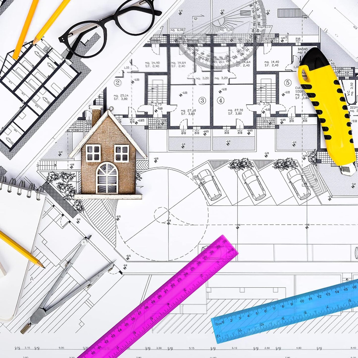 30PCS Clear Ruler, 12 Inch Plastic Rulers for School, Home, or Office, Clear Plastic Rulers, Assorted Colors.