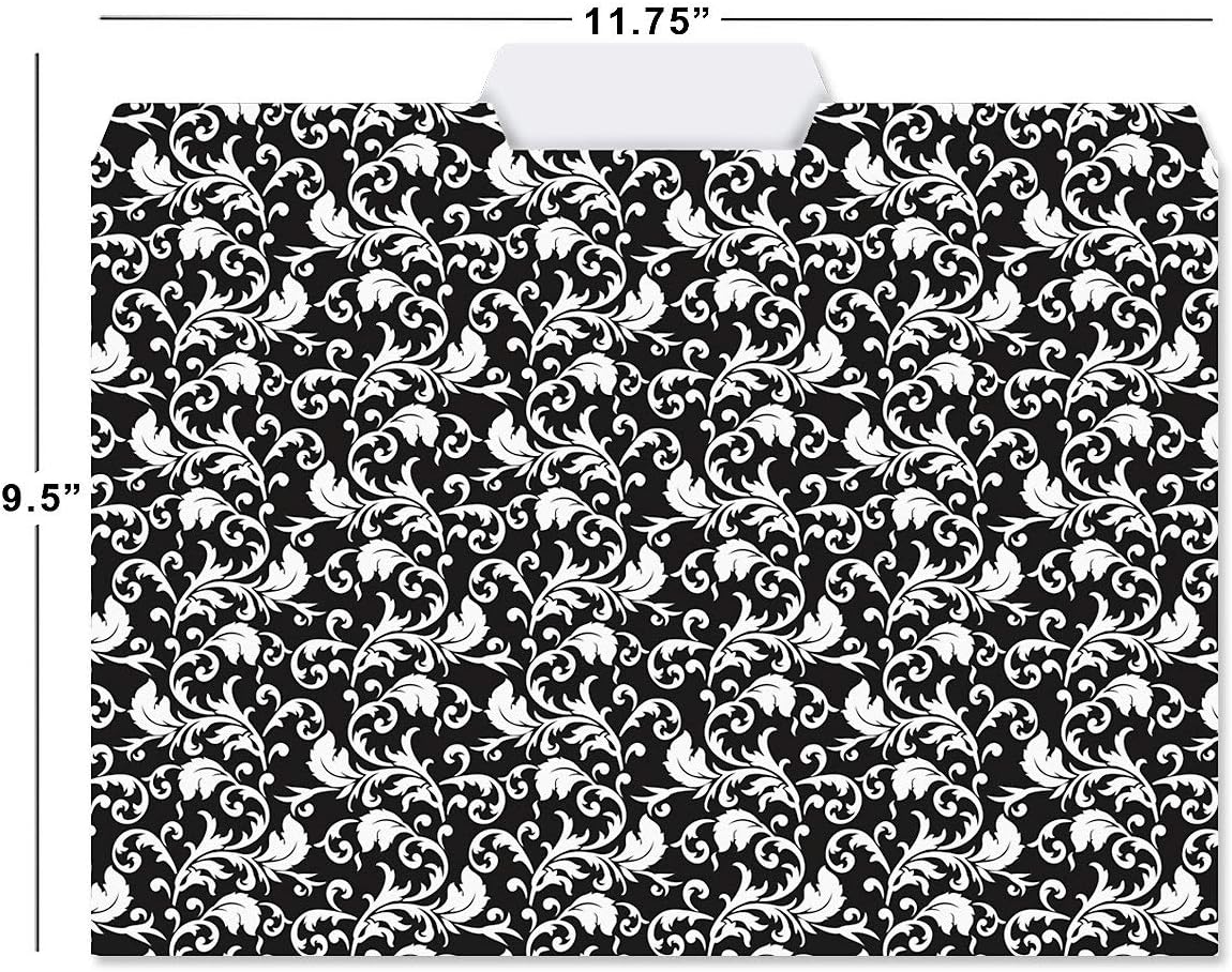 Current Elegant Black File Folders Value Pack - Bulk Set of 24, 6 Pretty Decorative Designs, 1/3 Cut Tabs, Heavy-Duty Paper Stock, Office Supplies for Home & Work, 9-½” x 11-¾” Letter Size