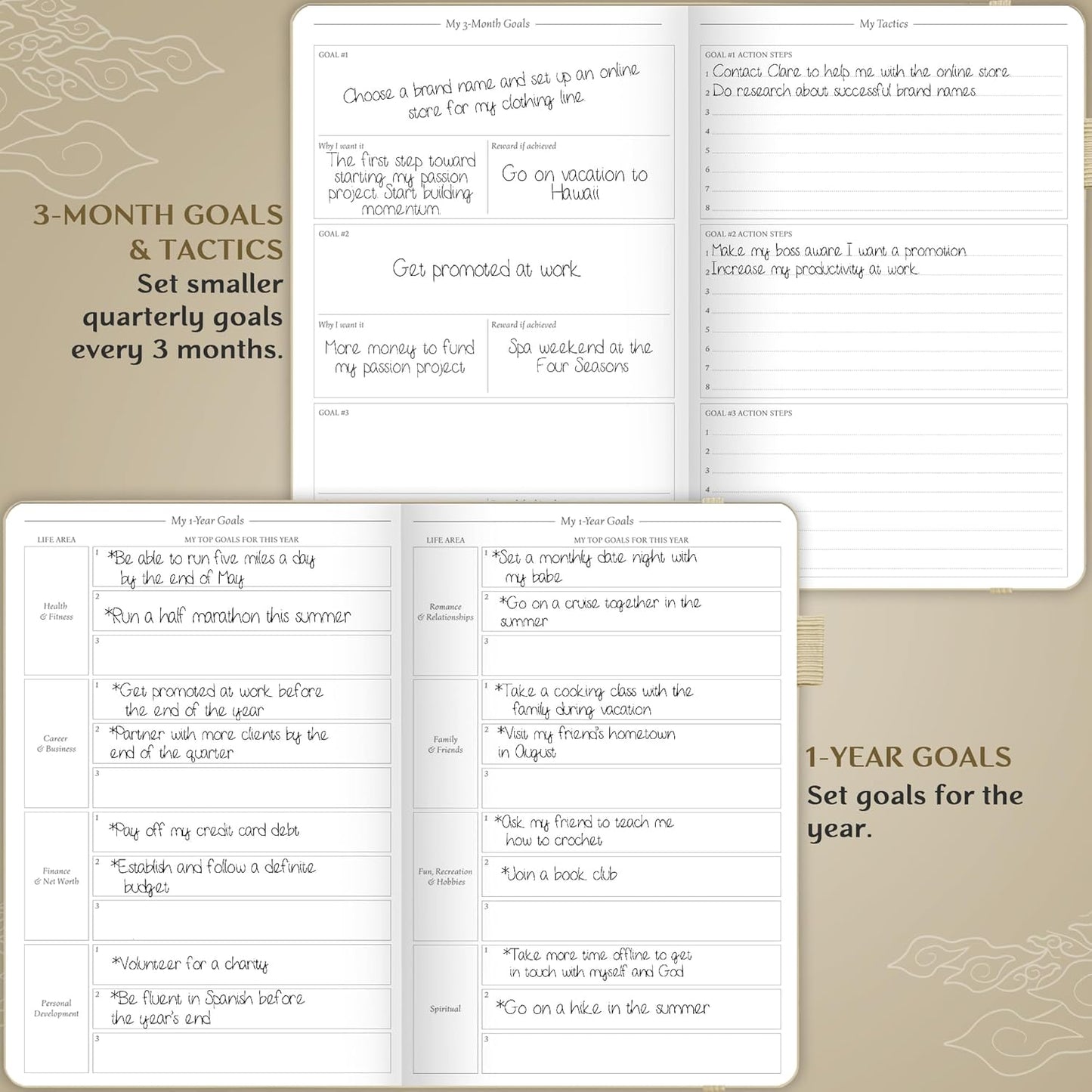 Legend Planner Hourly Schedule Edition – Deluxe Weekly & Daily Organizer with Time Slots. Time Management Appointment Book Journal for Work & Personal Life, Undated, A5 Hardcover – Seashell, Gold Foil