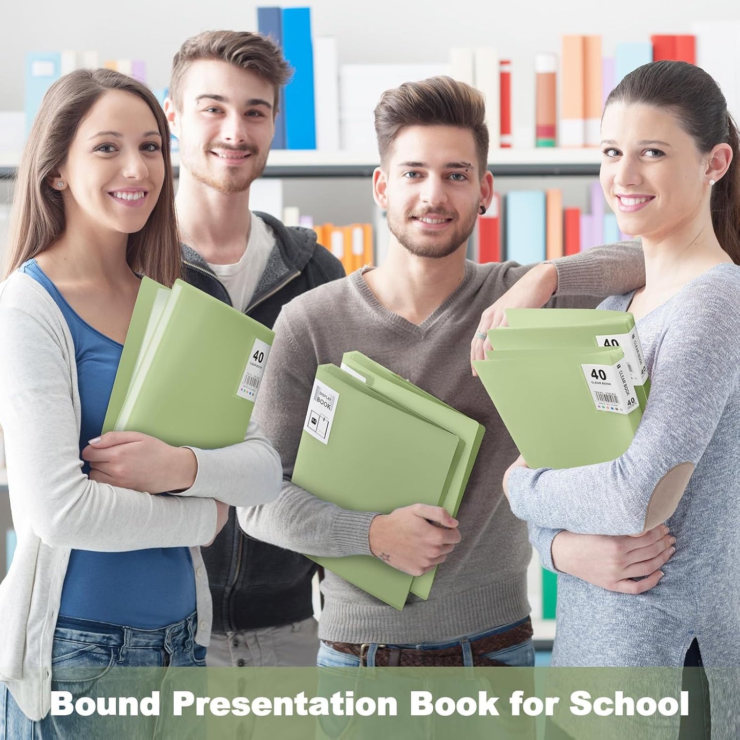 Marspark 6 Pcs Binder with Plastic Sleeves Large 8.5" x 11" Display Presentation Book 40 Pocket 80 Pages Art Portfolio Folder Clear Sheet Protector for Photo Document (Green)