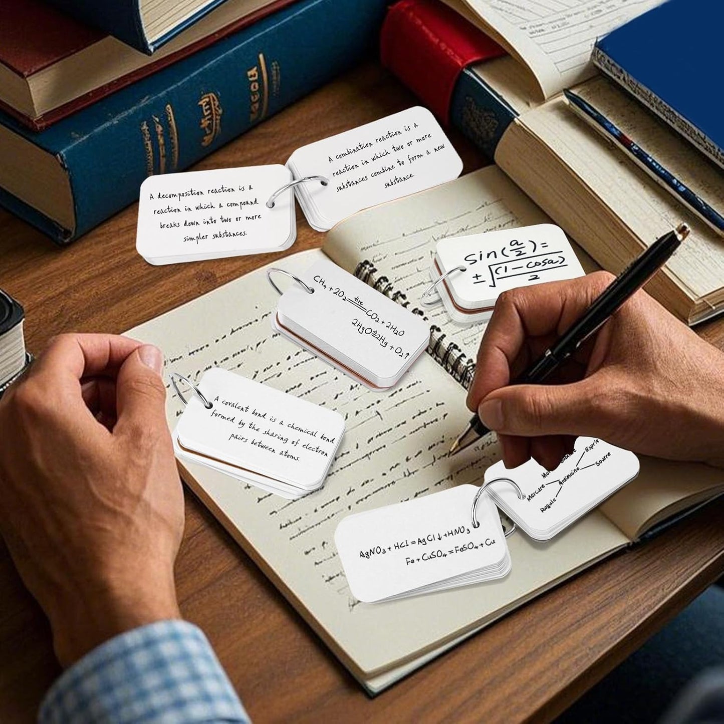 Koogel 300PCS Index Cards with Rings, 2.2 x 3.5 Small Flash Cards for Back to School, Portable Mini Blank Flashcards Study Notecard for Studying Note Taking To Do List Classroom College Supplies