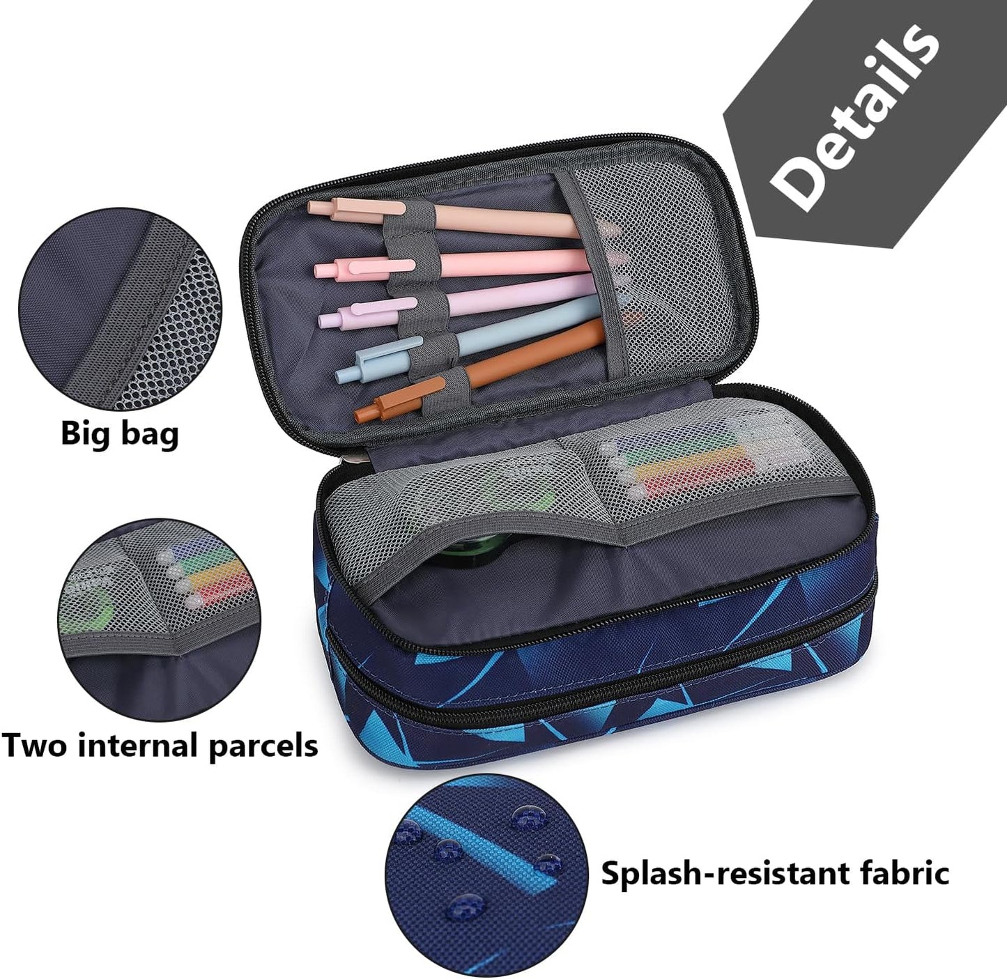Pencil Cases for kids, Large Capacity Pencil Pouch, Office College School Marker Organizer Case pen for Men Women Adult Teens