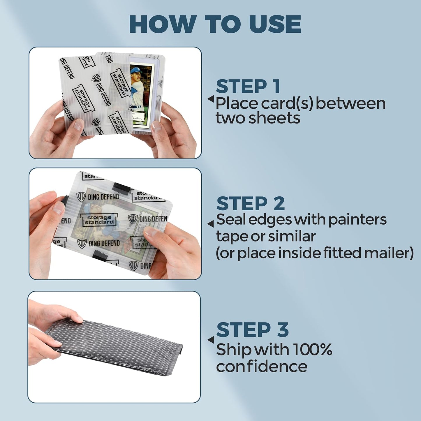 Trading Card Shipping Protectors 510 Pack 3.5'' x 4.5'' - Premium Ultra Strong Plastic Inserts Mailers - Precut Supply Sleeves for Sports MTG Cards Packaging - Flats for Breakers