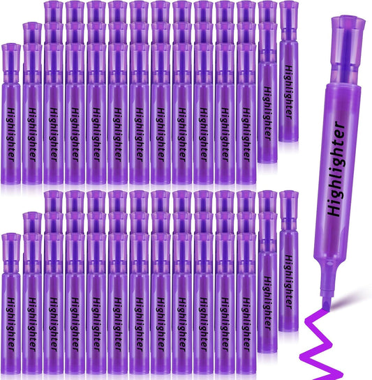 Qilery 72 Pack Highlighters Bulk, Tank Style Chisel Tip Highlighters Markers Quick Drying for Kids and Adult Coloring, Classroom Home Office School Supplies (Purple)