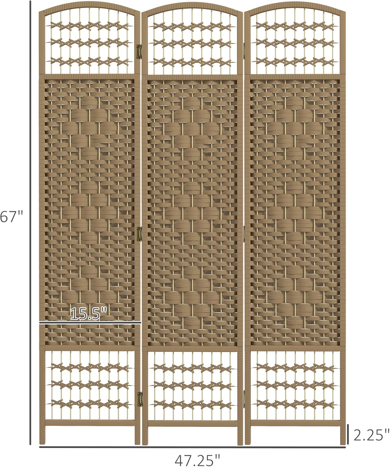 NicBex Room Divider 3 Panel Room Dividers with Woven Paper Design Partition Room Dividers and Folding Privacy Screens 5.6 FT Wall Divider for Office, Room Separation,47.25"W x 0.5"D x 67"H, Natural