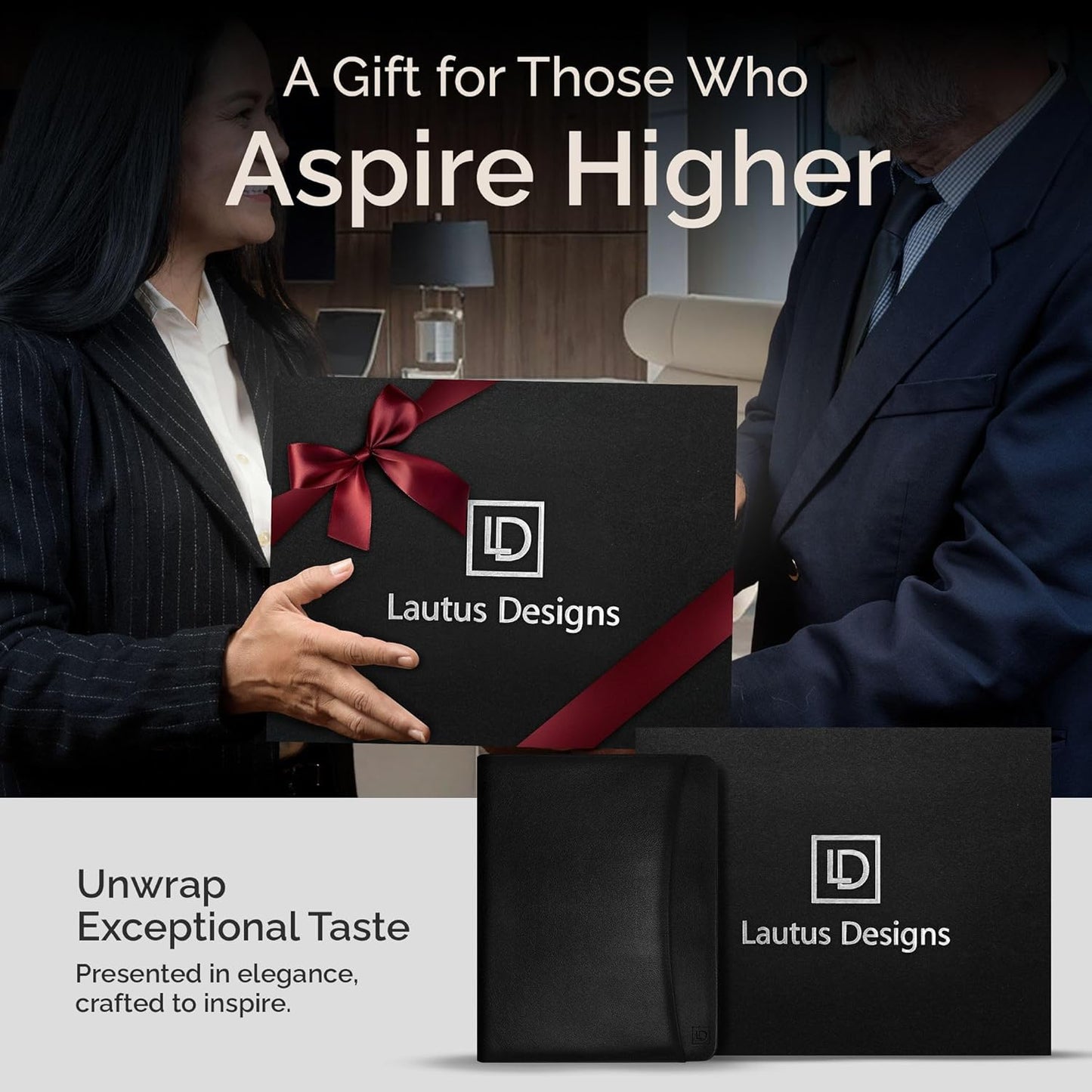 Black Zippered Leather Portfolio Binder - PU Leather Business Portfolio Organizer - Padfolio for Men & Women with US Letter Notepad, 10.5 Inch Tablet Pocket & Gift Box by Lautus Designs