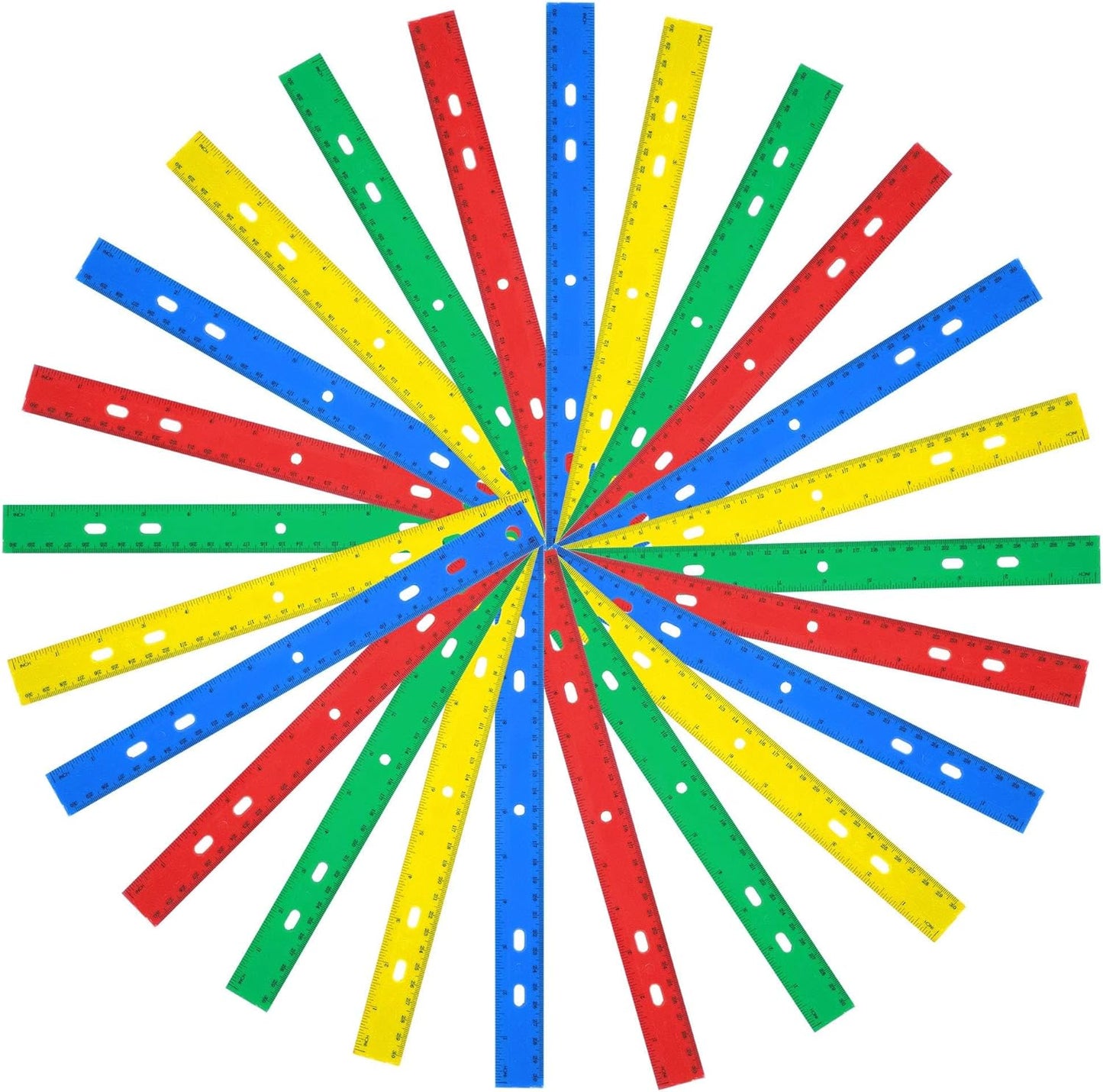 24 Pack Rulers Bulk for Classroom Supplies, Kids | 12 Inch Rulers with Imperial (US Inches) and Metric (CM/Millimeter) Measure for Teachers, Students