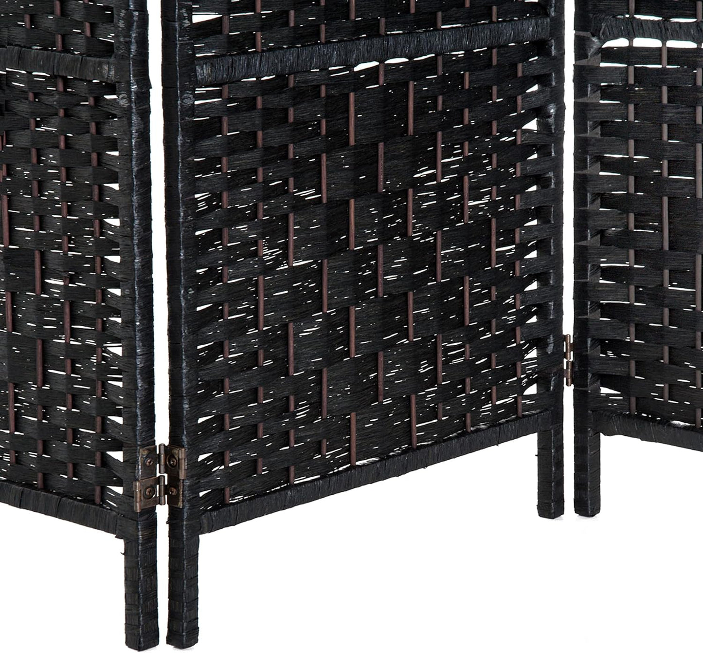 NicBex Room Divider 3 Panel Room Dividers with Wicker Weave Design Partition Room Dividers and Folding Privacy Screens 6 FT Wall Divider for Office, Room Separation,53.25"W x 0.75"D x 70.75"H, Black