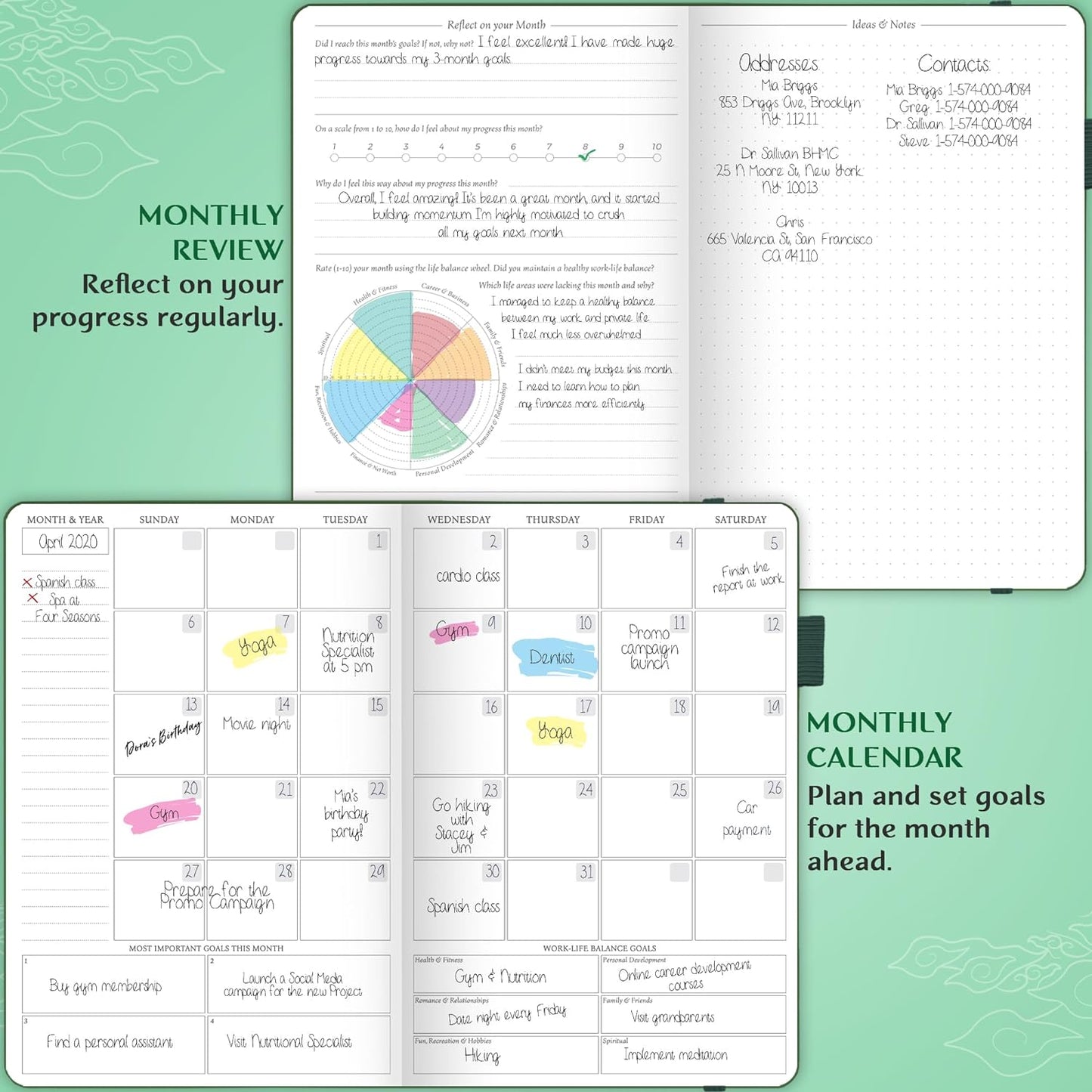 Legend Planner Hourly Schedule Edition – Deluxe Weekly & Daily Organizer with Time Slots. Time Management Appointment Book Journal for Work & Personal Life, Undated, A5 Hardcover – Dark Green Debossed