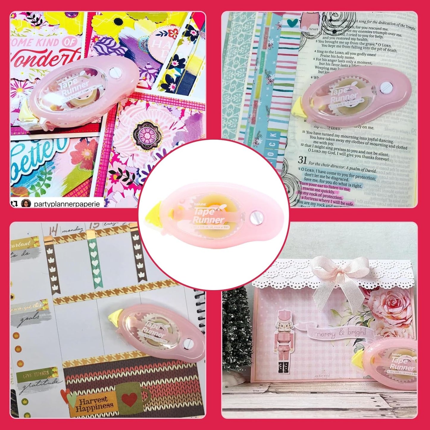 Tape Runner - Double Sided Adhesive with Dispenser Roller Included - Acid Free, Sticky, Clear & Transparent - Ideal for Scrapbooking, Crafts & More - Standard - (315 inches per cartridge) 20 Cartridge