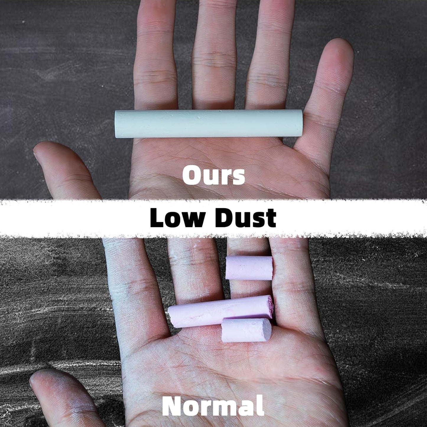 White Chalk with Magnetic Eraser, 80PCS Low Dust Chalks Stick Bulk for School Classroom Chalkboard Blackboard Non-Toxic