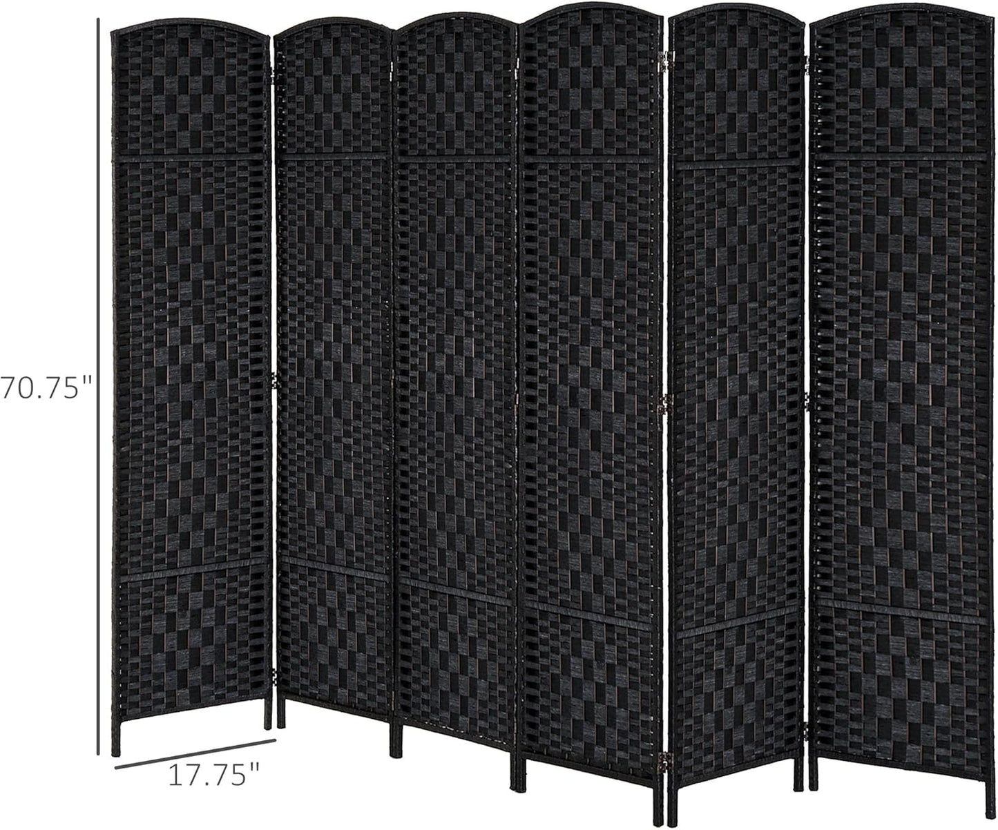 NicBex Room Divider 6 Panel Room Dividers with Wicker Weave Design Partition Room Dividers and Folding Privacy Screens 6 FT Wall Divider for Office, Room Separation,106.25"W x 0.75"D x 70.75"H, Black