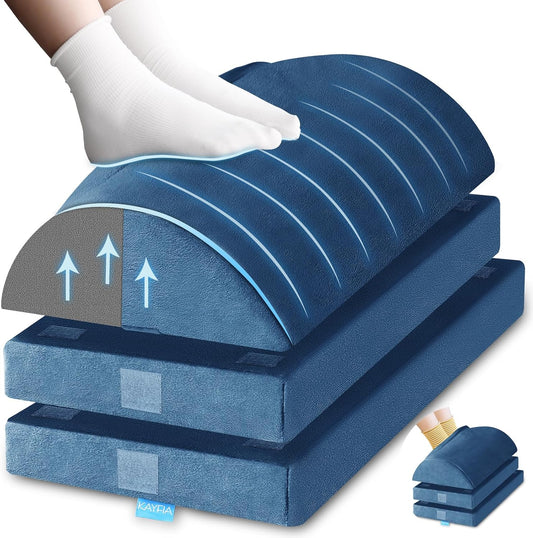 XXL(20in) Foot Rest for Under Desk at Work with 3 Adjustable Heights, Foot Stool with Bamboo Charcoal Foam, Feet Warm Pocket Footrest for Office Gaming Chair, for Leg Support -Blue