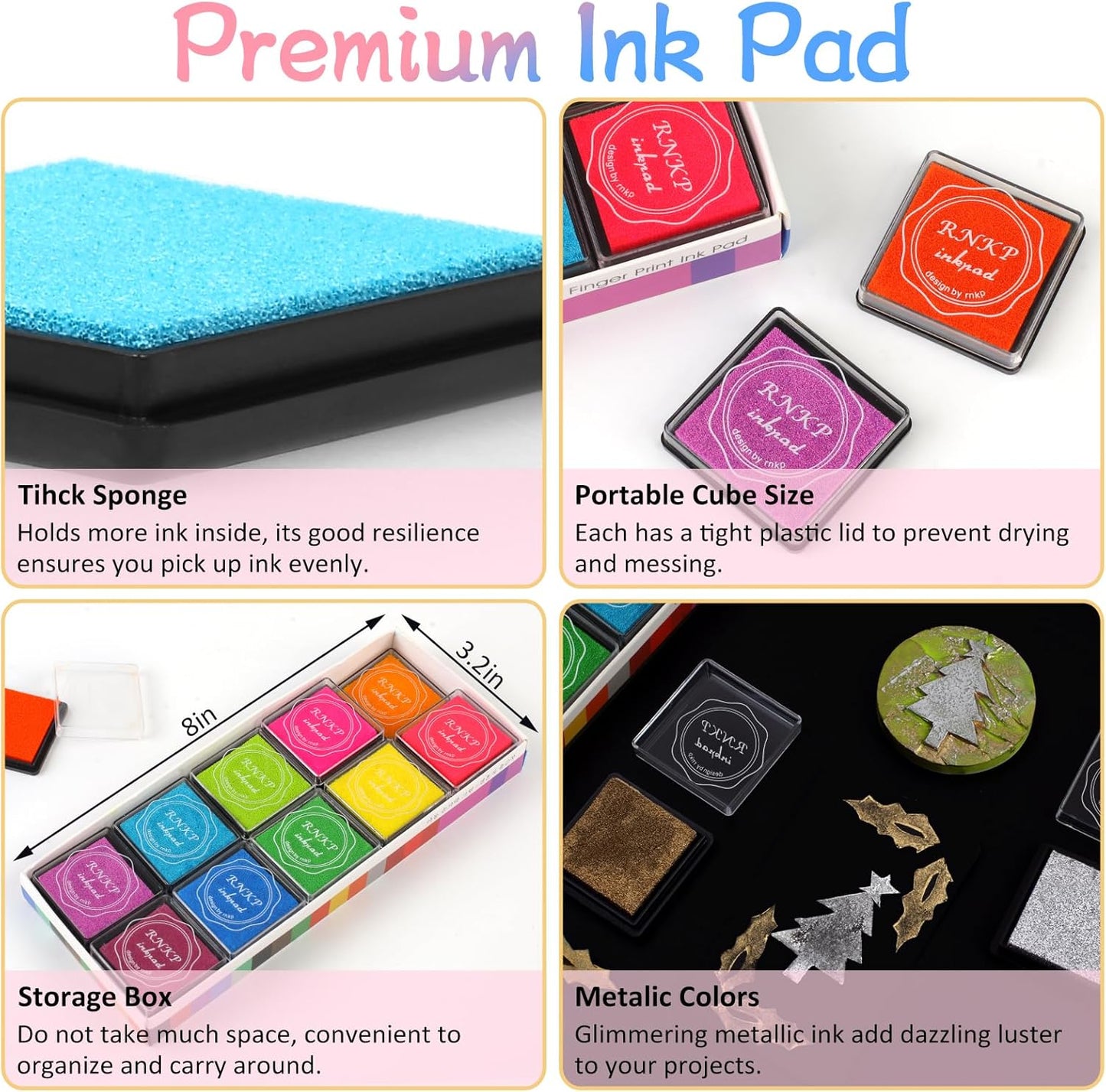 RNKP 20 Colors Washable Ink Pads for Kids Rubber Stamps, Fingerprint Crafts Stamp Pad for Kids, Paper, Scrapbook, Fabric, Wood (Pack of 20)