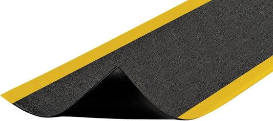Notrax 411 Sof-Tred™ 4' x 60' x 9/16" Anti Fatigue Mat, Enhanced Slip Resistance with Beveled Edges and Pebbled Surface, Ideal for Industrial and Commercial Workplaces, Black/Yellow, 411R0448BY