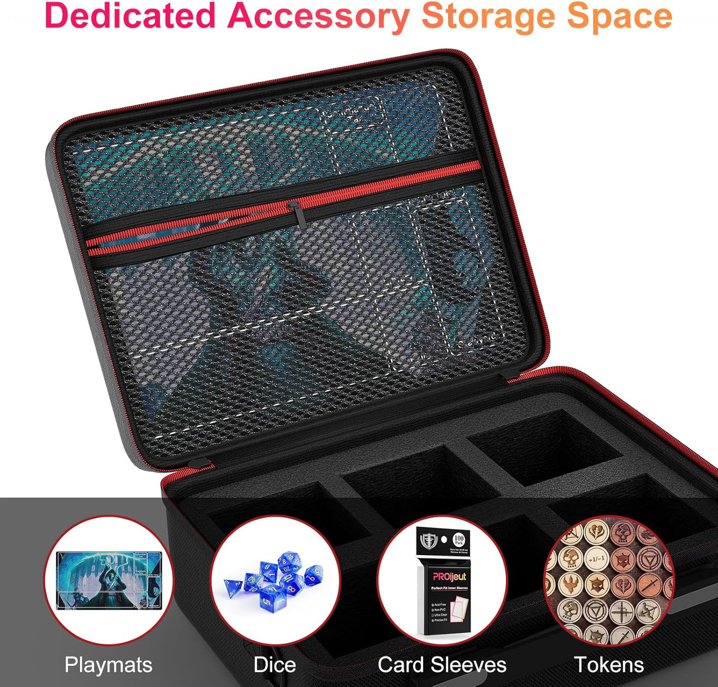 Card Deck Box with Portable Case, 6 Pack Clear Commander Deck Box with 6 Dividers, Holds 600+ Double Sleeved Cards, Fit for MTG, YuGiOh, TCG