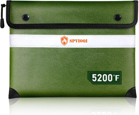 Upgraded Fireproof Document Bag 5200°F -Heat Insulated, Water Fire Proof Bag with Zipper, 8 Layers of Functional Materials, 14.2 X 11” Fire Proof Money Bag for Cash, Important Documents and Valuables