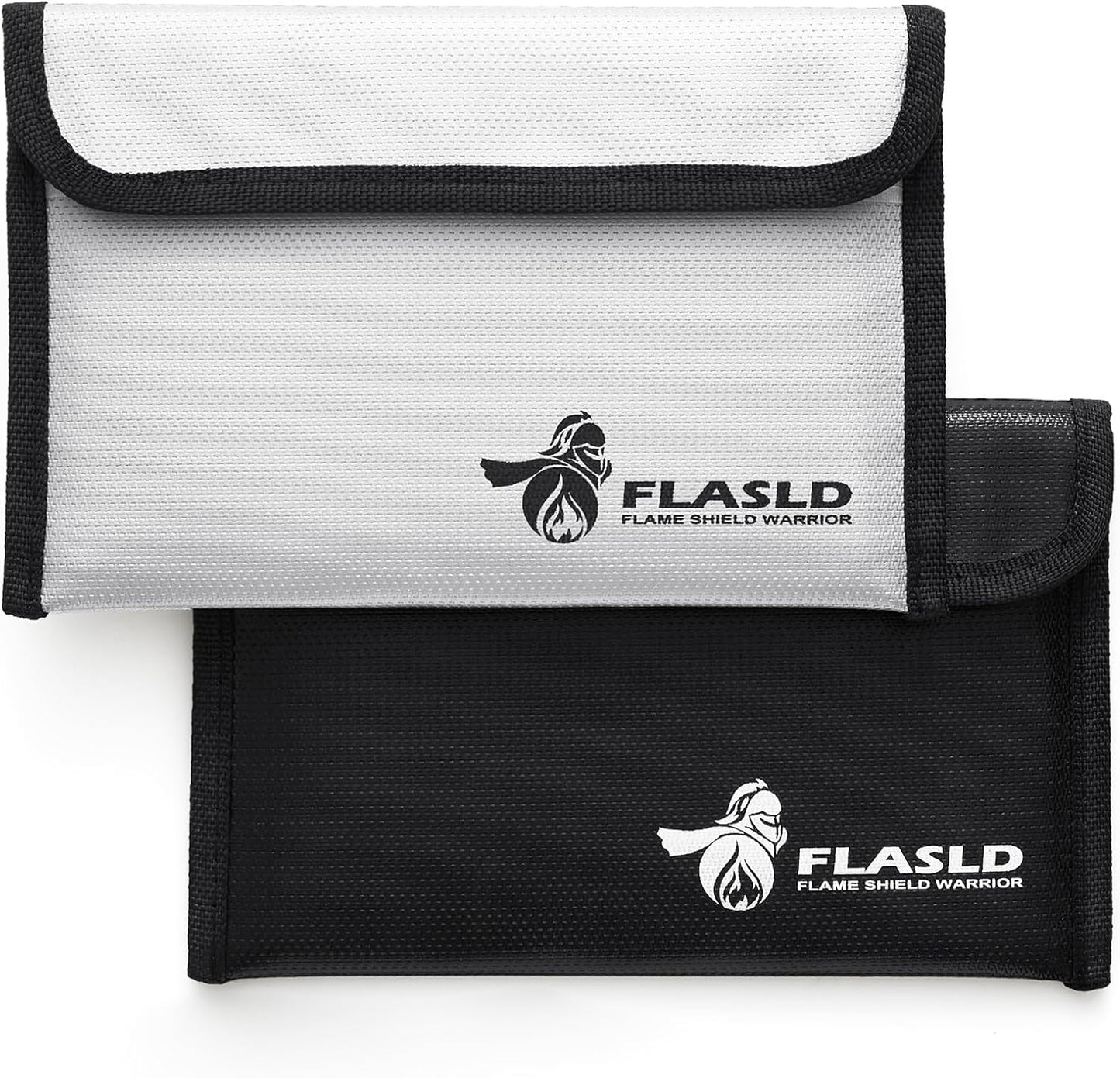 FLASLD Fireproof Money Bags, Fireproof Wallet Pouch, Small Safe Bag for Cash, Valuables & Passport, with Silicone Coating & Zipper Closure (2-Pack Money Bag-8x5”)