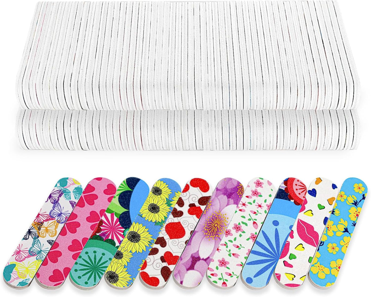 Mini Nail Files, Colorful Emery Boards for Nails Double Sided 180 Grit Emory, Gifts Bulk Fingernails Manicure Tools Shaping Buffing Smoothing Filers Cute 3.5” (100 Pcs Colorful 180 Grit 3.6 in)