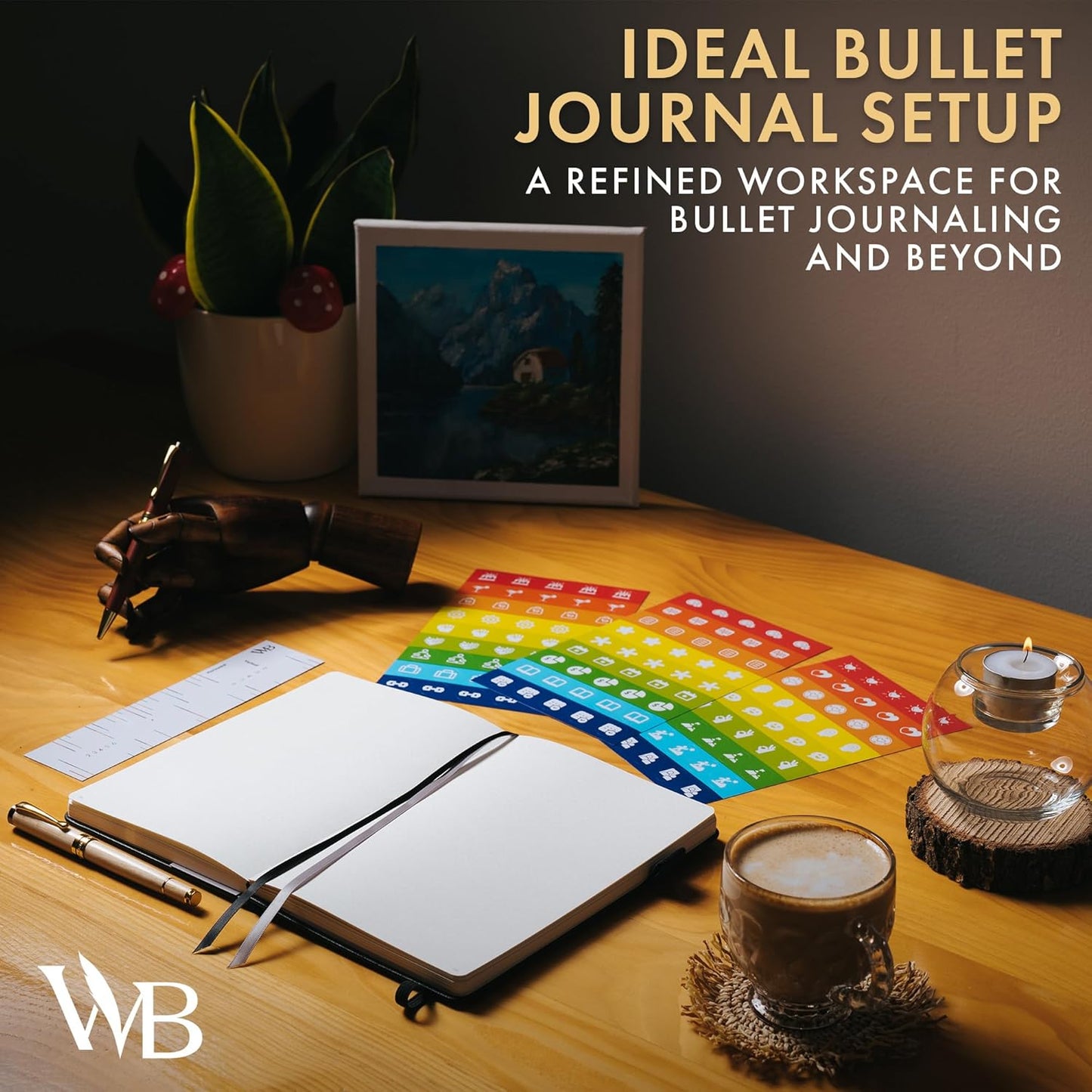 Wordsworth & Black A5 Bullet Dotted Journal 216 Dotted Pages, Hardcover Grid Dot Leather, 120 GSM Paper, Journaling Notebook for Work & Sketching, Journals for Women, Men - Gifts Box Included Black