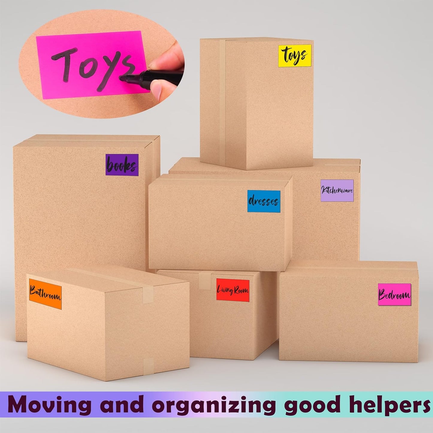 YSHIHE Colored Labels Stickers 3" x 2" Large Color Coding Labels in 12 Assorted Colors Rectangle Name Tags Moving Labels - 480 Pack