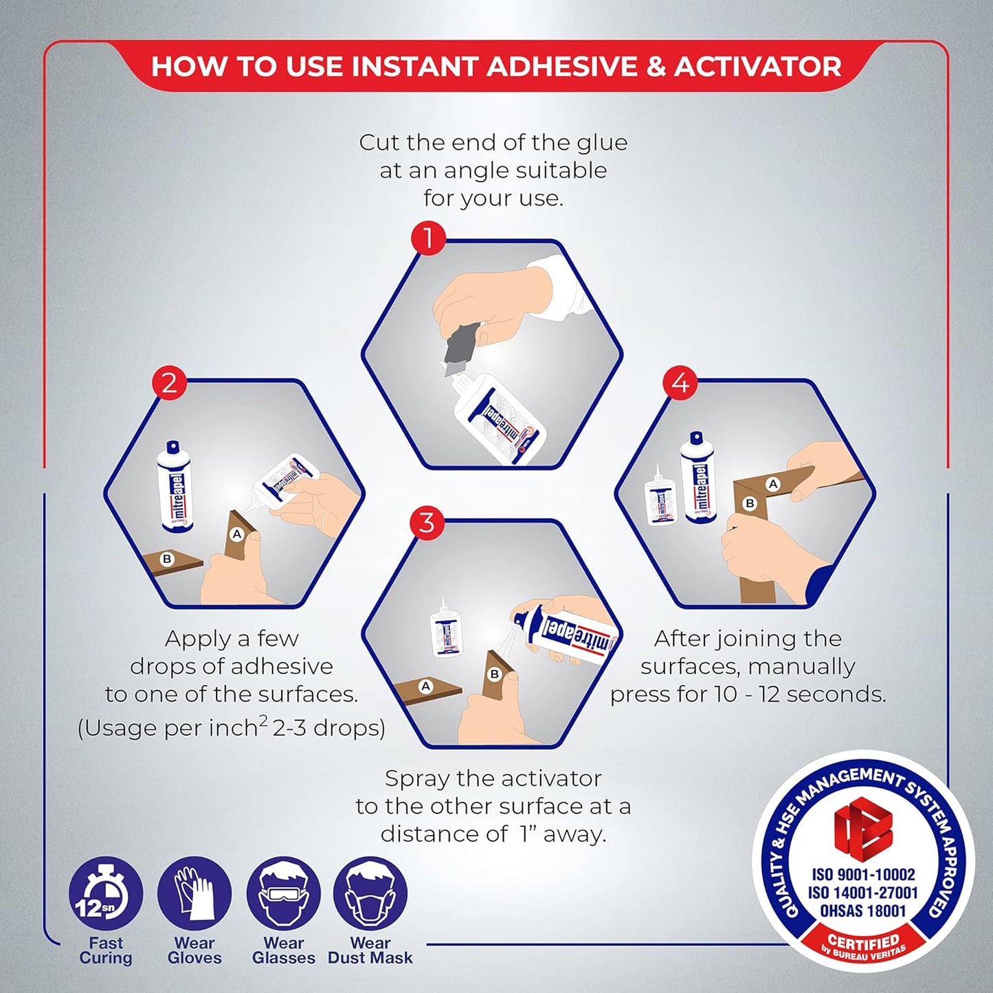 MITREAPEL Super CA Glue (22 x 3.5 oz) with Spray Adhesive Activator (22x13.5 fl oz) Cyanoacrylate CA Glue with Accelerator for Wood, Plastic, Metal, Leather, Ceramic, Crafting&Building (22 Pk)