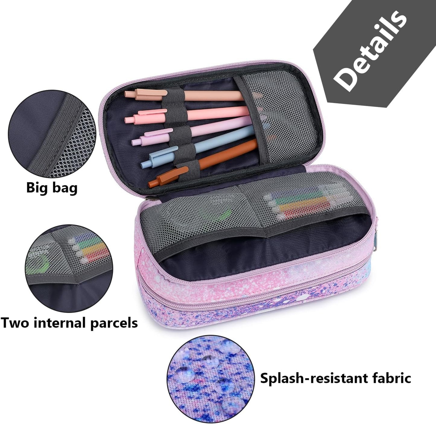 Pencil Cases for kids, Large Capacity Pencil Pouch, Office College School Marker Organizer Case pen for Men Women Adult Teens