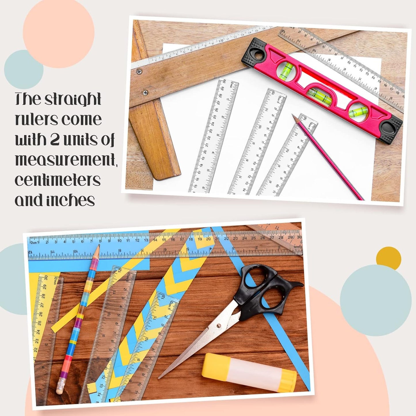 Fuutreo 100 Pack 12 Inch Rulers Bulk Plastic Clear Rulers for Classroom with Centimeters and Inches Drafting Measuring Tools for Back to School Student Classroom Office