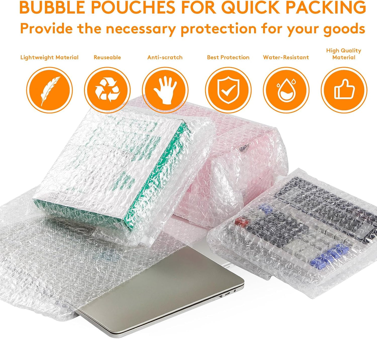 50PCS Clear Bubble Pouches Wrap Bags, 10 x 14 Inch Bubble Out Bag Pouch for Packing & Shipping, Double Layer Bubble Cushion Wrap Bags Protective Bubble Pouches Bags for Moving and Storage