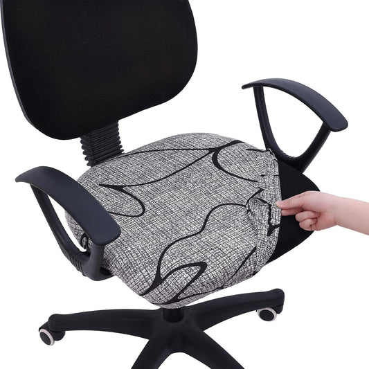 Smiry Printed Office Computer Chair Seat Covers, Stretch Fit Universal Desk Rotating Chair Cover Washable Removable Seat Cushion Protectors - Grey and Black