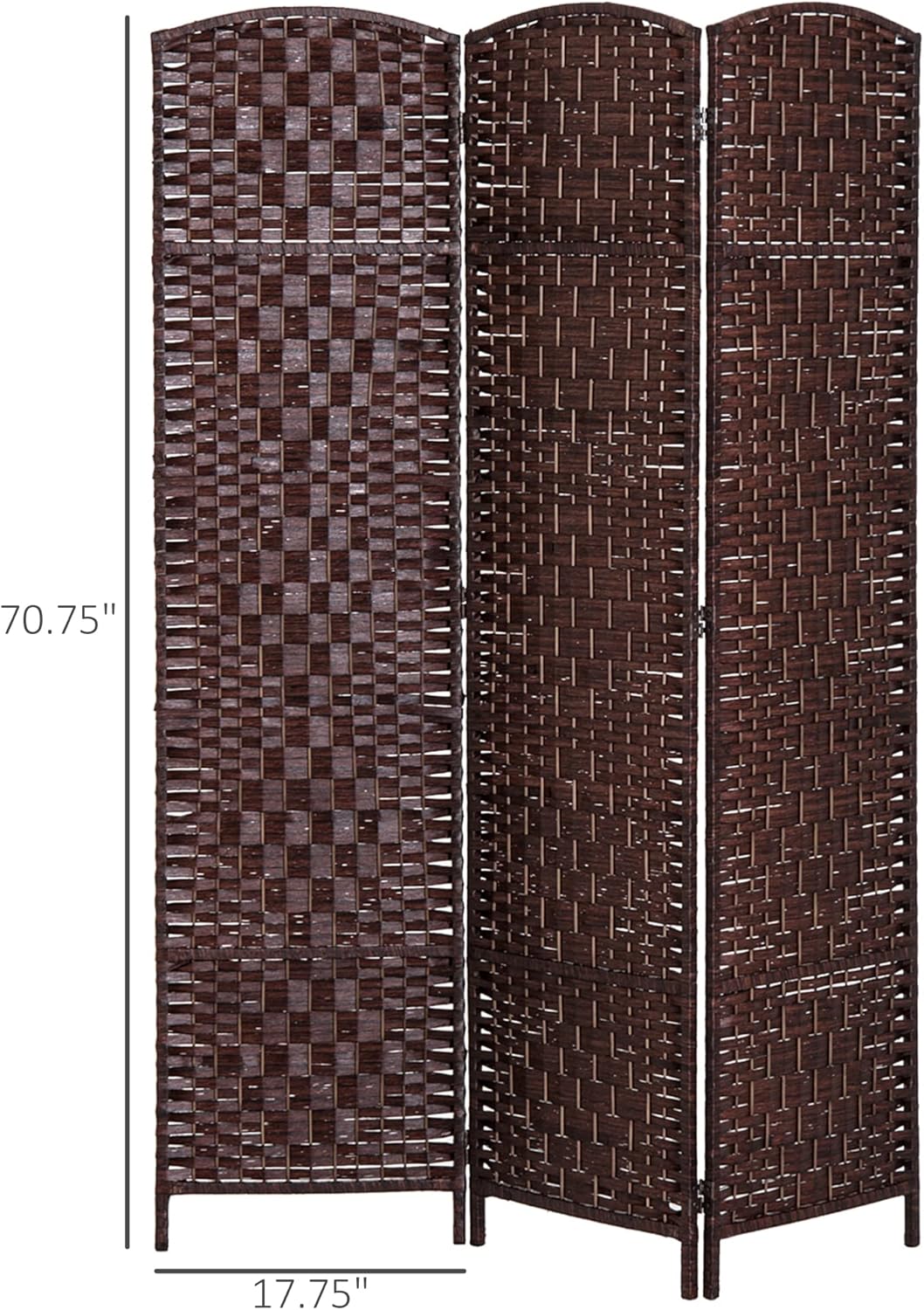 NicBex Room Divider 3 Panel Room Dividers with Wicker Weave Design Partition Room Dividers and Folding Privacy Screens 6 FT Wall Divider for Office, Room Separation,53.25"W x 0.75"D x 70.75"H, Brown