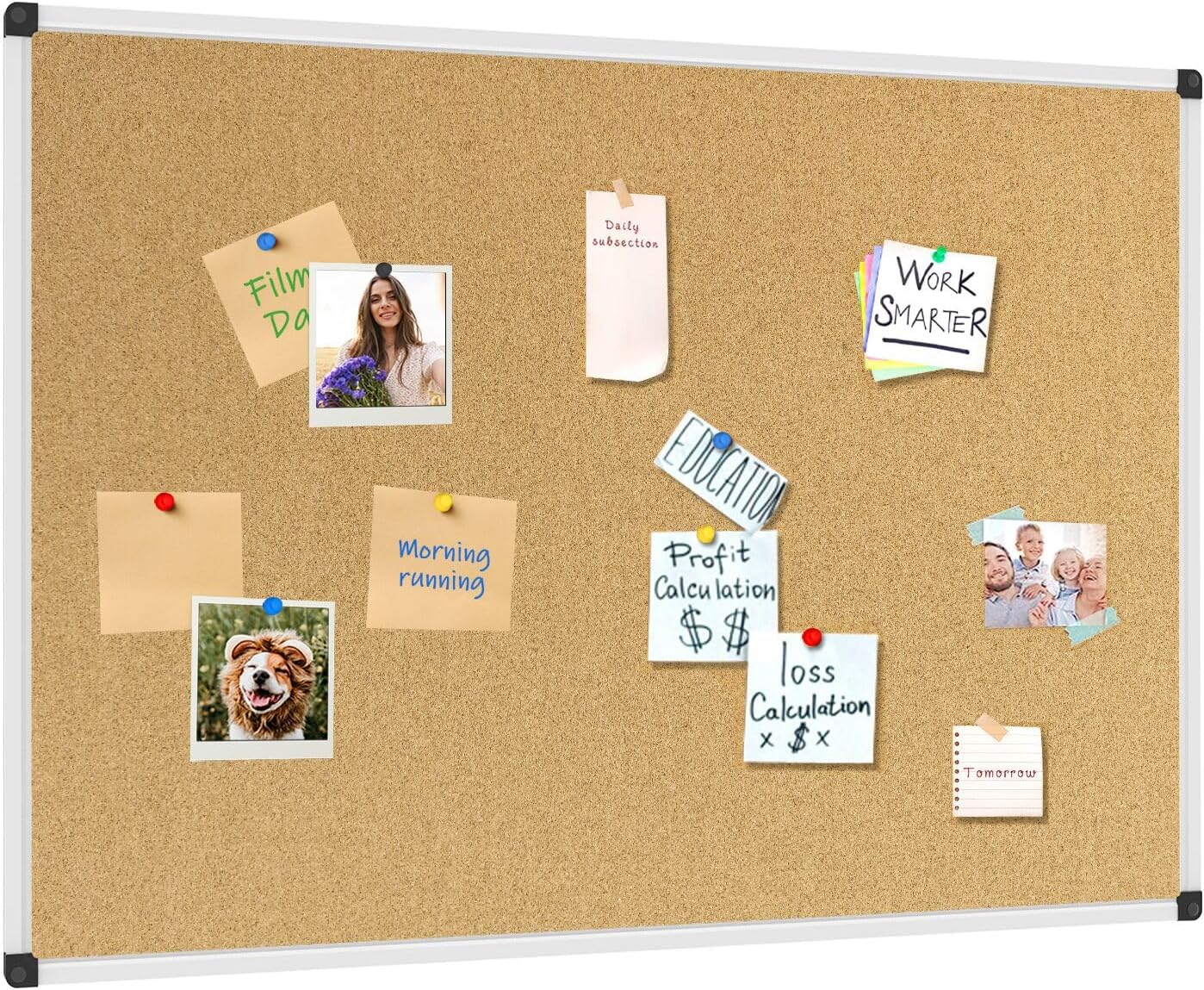 XBoard Cork Board 48 x 36, Bulletin Board Corkboard with Push Pin for Display and Organization