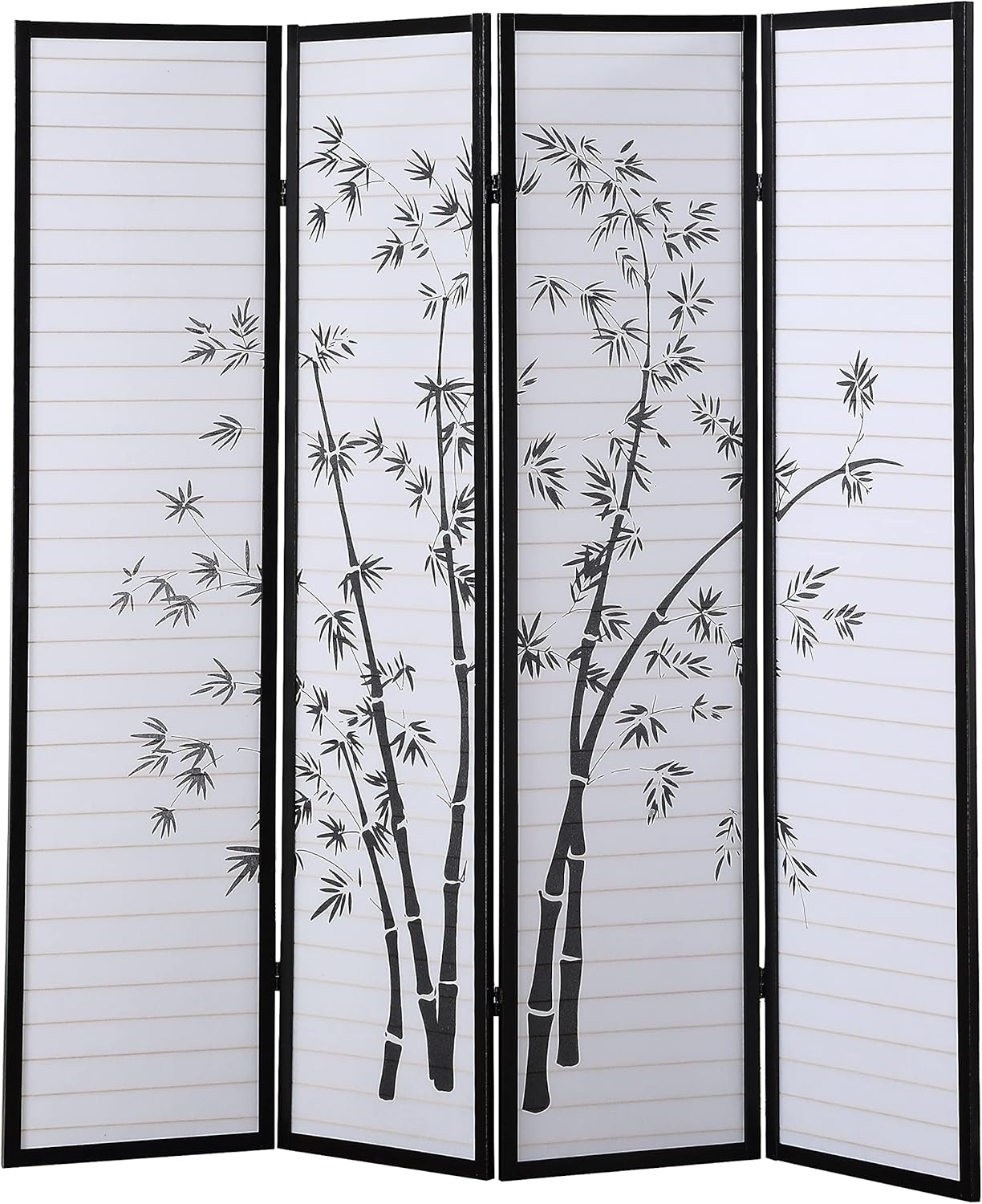 NicBex Room Divider 4 Panel Room Dividers with Oriental Style Partition Room Dividers and Folding Privacy Screens Wall Divider for Home, Office, Room Separation,72" W x 1" D x 71" H, Black