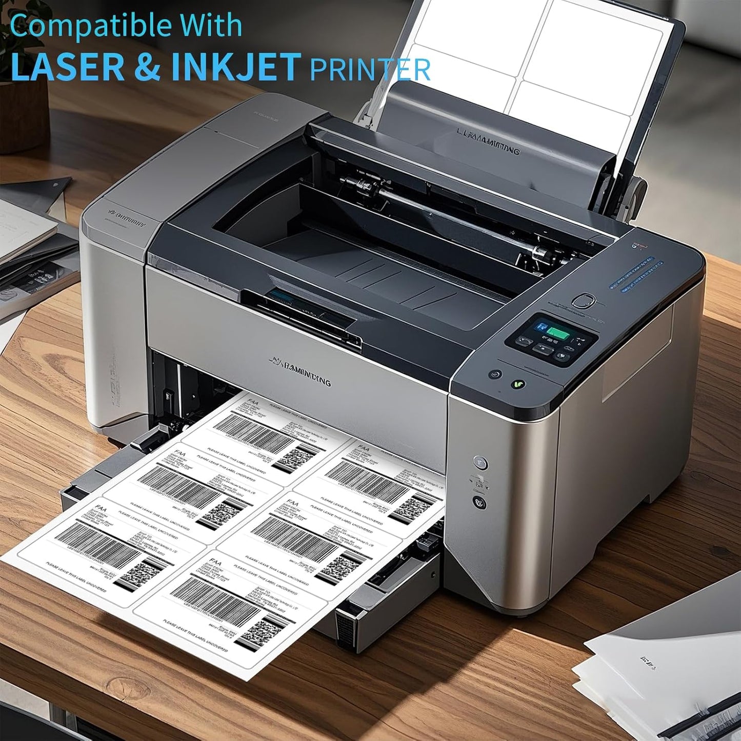 FungLam Printable Sticker Paper, 3-1/3" x 4" Shipping Address Labels 3000 Blank Mailing Labels for Laser & Inkjet Printers, 6 per Page Label Stickers, 500 Sheets