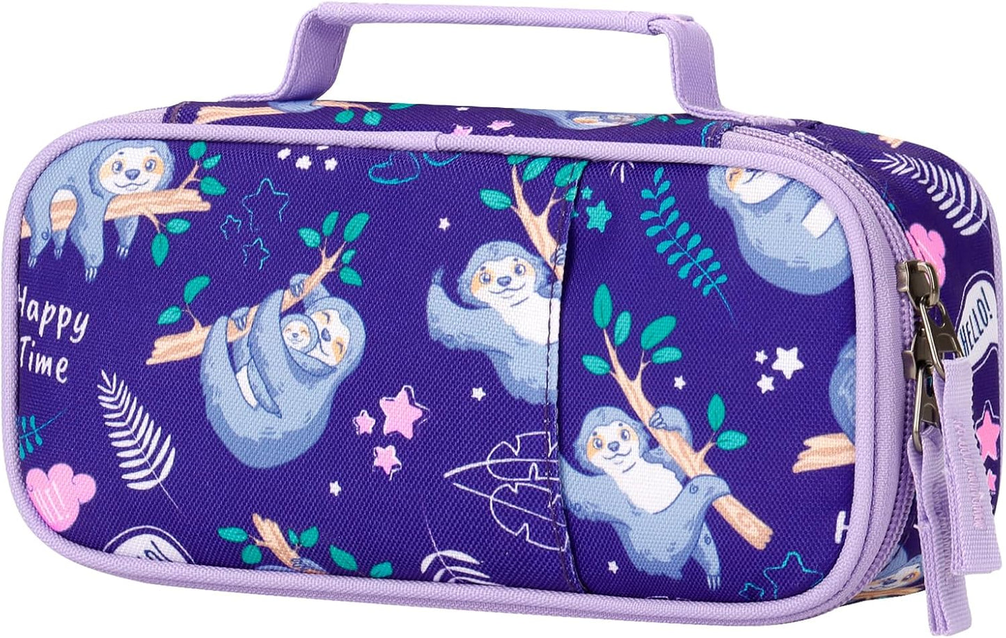 Choco Mocha Sloth Pencil Case for Girls, Soft Pencil Case Kids Pencils Pouch for Kindergarten Girls, Purple