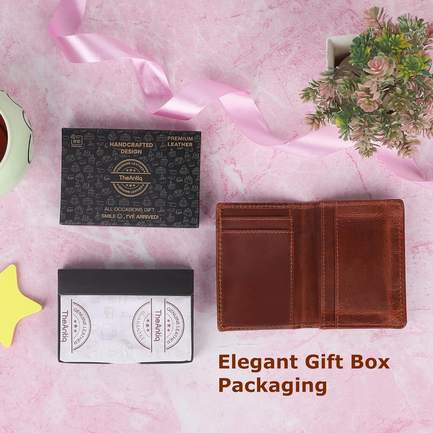 Premium Leather Card Wallet, RFID Blocking Expandable Business Card Case, Bifold Card Holder for Men and Women, Men's Purse, Wallet for Men (Business Card Wallet, Tan)