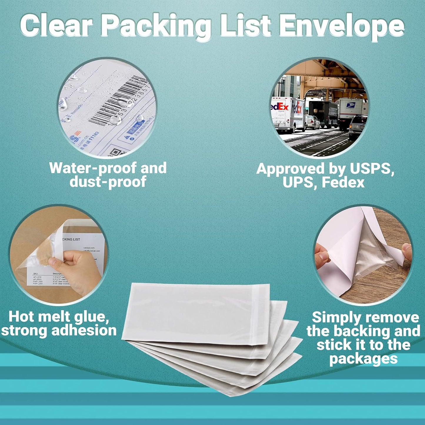 APQ Clear Top Loading Packing List Envelopes, 7 x 10 Inches. 1000 Pack Packing Slip Envelope Pouches. Self-Seal Plastic Shipping Label Pouches. Durable Packing List Mailing Envelopes for Documents
